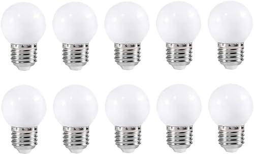 ZFQ E27 G45 2W Kaltweiß LED Birne Wasserdicht 2W G45 Energiesparlampe Mini Globe Birne für Weihnachten Halloween Hochzeit Party Dekoration AC 220-240V 10 Packungen