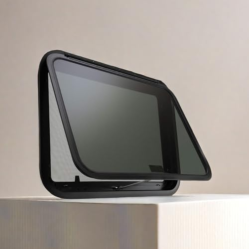 Lakenbroade Doppelschichtiges Schiebefenster aus Acrylglas für Wohnmobile und Wohnwagen mit Markise und Moskitonetz, 778 x 428 mm / 30,6 x 16,8 Zoll (Fenster)