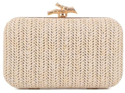 SUKUTU Bolso de paja Bolso de playa de verano para Mujeres Bolsos de noche Tejido a mano Bolso de ratán