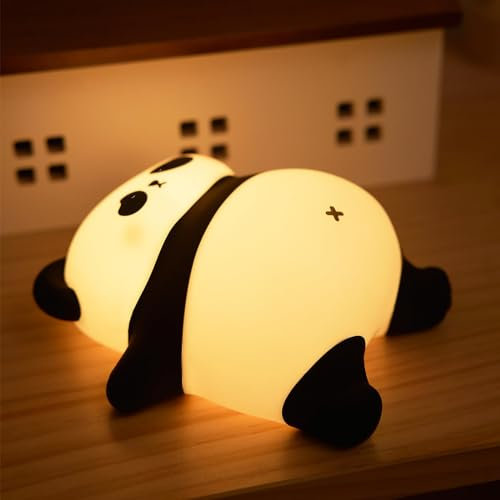 Panda Nachtlicht Kinder, Silikon führte Nachtlicht Baby Krankenpflege Licht dimmbar mit Timer, 1200mAh wiederaufladbare Nachtlampe Touch Kinder, Panda Geschenk für Mädchen Jungen