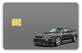 Kreditkarten EC Karten Aufkleber Skin Sticker 3M Folie verschiedene Designs (R34 GTR, Kleiner Chip)