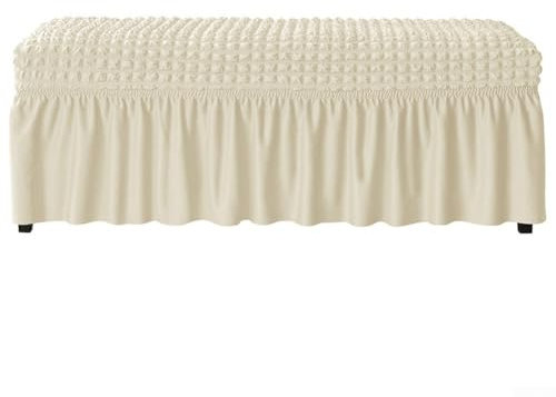 Zoegneer Funda elástica para banco con rejilla de burbujas 3D, elegante diseño de faldón, cubierta antipolvo (beige)