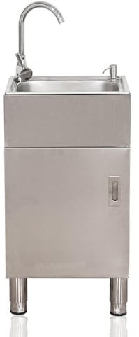 Kommerzielle Edelstahl-Spüle, mit Schrank, für Outdoor-Küche, 90 kg Tragkraft, Wasserhahn im Lieferumfang enthalten