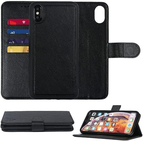 Gorilla Tech 2-in-1 Detachable Wallet Case Flip Cover - Premium Leather 2 in 1 Folio Book Magnetic for the Original Apple iPhones and Galaxy - Magnetic Cover (Black, iPhone 15 Pro)