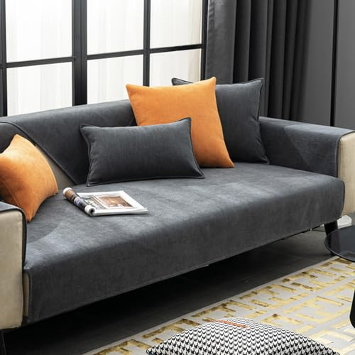ZCXRYFL Weicher Couch üBerwurf Leder/Holz/Stoff rutschfest Sofa üBerwurfe L-U-Form Ecksofa Universeller Sofabezug 1 2 3 4-Sitzer Groß Chenille Sofa ÜBerzug Katze Hunde Sofaschutz(70X180cm,Grey)