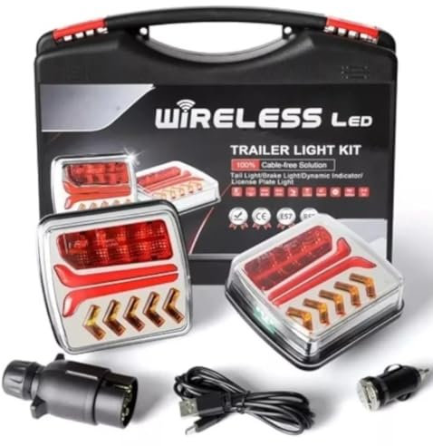 Kit de feux arrière magnétiques sans fil pour remorque 12–24 V - Kit de feux arrière LED R65