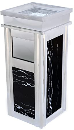 LUZZILE Outdoor Garbage Can Trash Can Outdoor Garbage Enclosure Inside Commercial Waste Container with Stainless Steel Ashtray Waste Storage Bin Patio Trash Can For Outside(B)