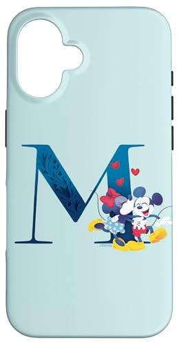 Hülle für iPhone 16 Disney Alphabet Monogramm Buchstabe M für Mickey & Minnie Mouse