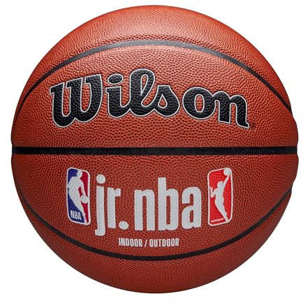 Wilson Jr NBA Authentic Indoor/Outdoor Basketball, Ideales Feuchtigkeitsmanagement, Dual-Depth-Design und hervorragende Luftspeicherung, Farbe: Braun, Größe: 6