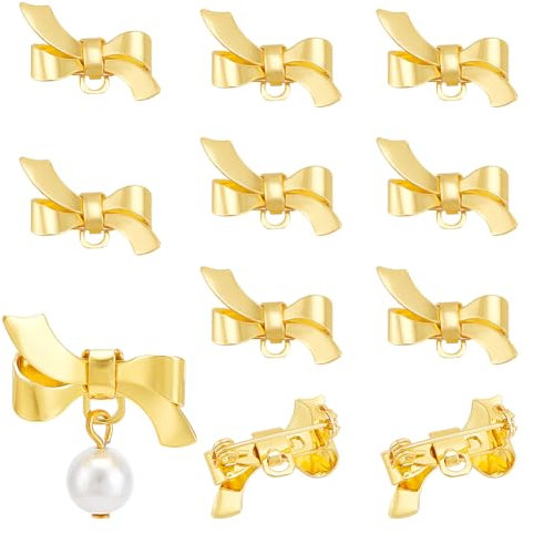UNICRAFTALE 10 pièces Broche Nœud Papillon Plaquée Or 18 carats Jolie Broche en Ruban Broche Vintage en Forme de Nœud Papillon Broche en Laiton pour Robe Pull Chapeau Noël Anniversaire