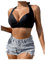 GORGLITTER Damen Push UP Bikini Top Neckholder Bikinioberteil Triangel Bikini Top mit Twist Badetop Bandeau Bikini-top Schwarz XL