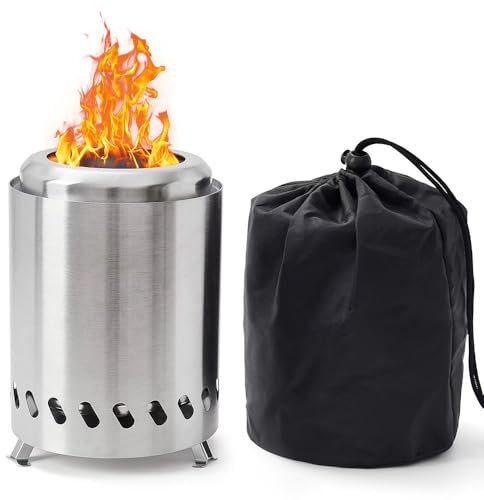Hojalis Chimenea de mesa, hoguera de mesa de acero inoxidable sin humo mejorada 2025, mini chimenea de mesa con bolsa de transporte, hoguera portátil sin humo para camping, patio al aire libre,