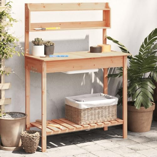 Home Garden Pflanztisch mit Spüle braun 147,5x44x139,5cm Massivholz Tanne