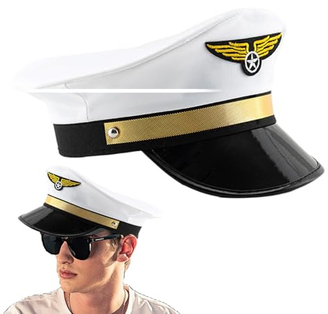 Pipi Kapitänsmützen für Männer, Kapitän Pilotenhut - Frauen Cap - Hüte der Fluggesellschaft des Kapitäns der erwachsenen Marine, verstellbar, für Männer für Frauen für das Zubehör in der Cost