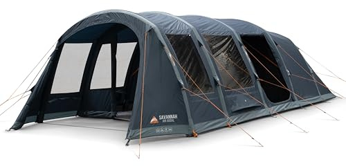 Vango Savannah Air 600XL Package 6 Person Inflatable Family Tent – AirBeam® Fast Pitch, Large Double Living Area, Queen Size Midnight Bedrooms, 4000mm Waterproof, Groundsheet Protector Included