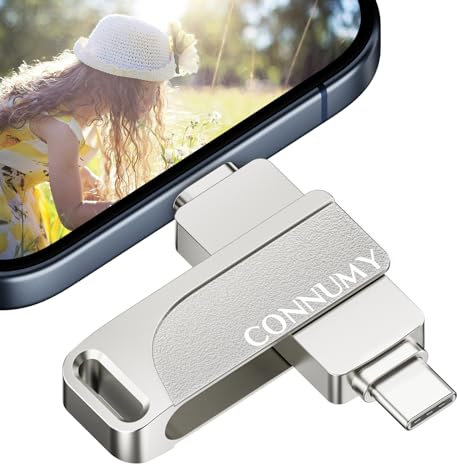 CONNUMY 64GB USB Stick für iPhone, 3 in 1 Externer Speicherstick zum Sichern von Fotos und Videos ohne APP, USB Stick Kompatibel mit iPhone/iPad/Android/PC