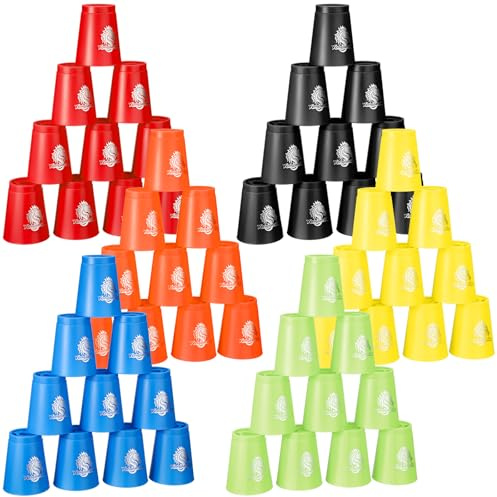 Libima 72 Pieces Sports Stacking Cups Set Stackable Party Game Classic Speed Training Game for Adults Family Party Challenge Competition Travel Gift 6 Colors