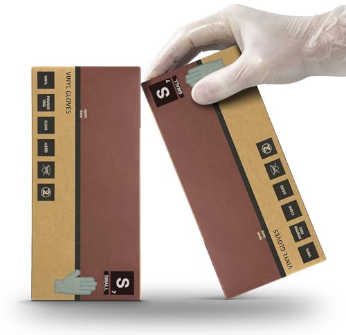 RE-GEN Clear Vinyl Powder Latex Free Multipurpose Disposable Gloves | 100 Gloves/Per Box (2 Boxes | Clear, Small)