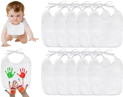 Baby Lätzchen zum Bemalen,10pcs Baby Lätzchen aus Baumwolle Doppelseitig,Babylätzchen zum Bemalen