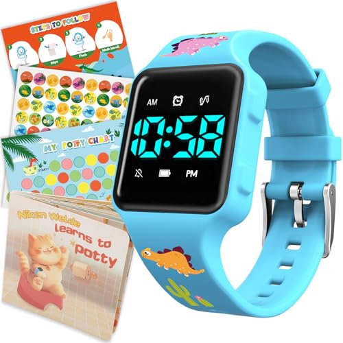 VTAIGE Toddler Potty Training Set - Potty Training Clock with Musical/Vibration Countdown Notifications, Fun Board Book, Progress Chart and Reward Stickers - Interactive