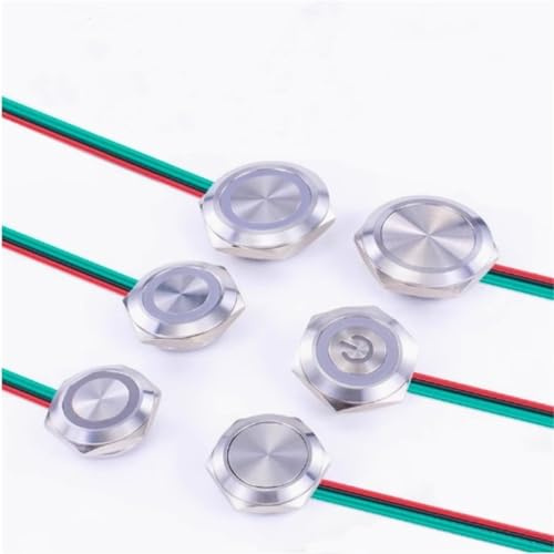 Interruptor de luz ultracorto de 22 mm, 12 V, 24 V, botón pulsador metálico de reinicio automático con cable, 1 unidad(White light)