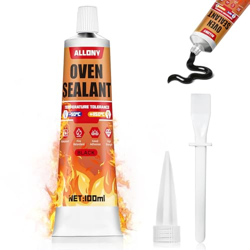 High Temperature Silicone Sealant, Black Sealant Waterproof, 100ML | Heat Resistant Glue, Heat Resistant Silicone for Oven Door, Sealing Glass Cooktops, Fireplace Surrounds, Kitchen Fittings