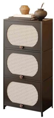 RUNZE765Z Sideboard Narrow-frame 3-tier Corner Sideboard/bookshelf Floor-standing Storage Unit for Living Room with Drawers Kitchen Cabinet