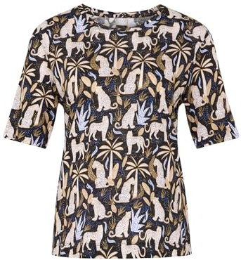 Rabe - T-Shirt Damen - Damen Shirt - Damen Shirt mit Leoparden Muster - 44