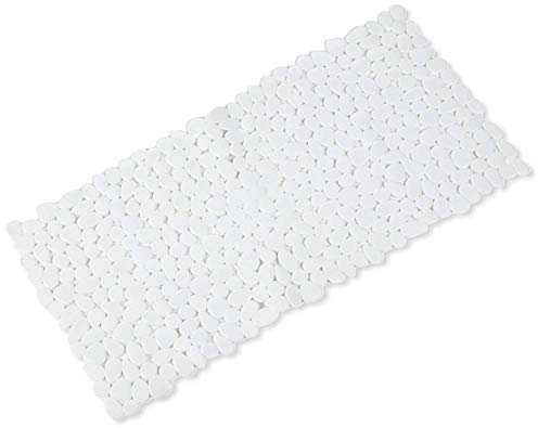Spirella Duschmatte Anti Rutsch Matte Riverstone antibakteriell Rutschfest 75 x 36 cm - mit Sanitized Hygienefunktion - Weiß- Made in EU