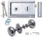 Polished Chrome Victorian Mushroom Rim Door Knobs & Rim Sash Lock Set