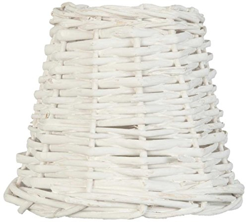 Clayre & Eef 6LAK0256W Lampenschirm Rattan weiß ca. Ø 14 x 12 cm E27