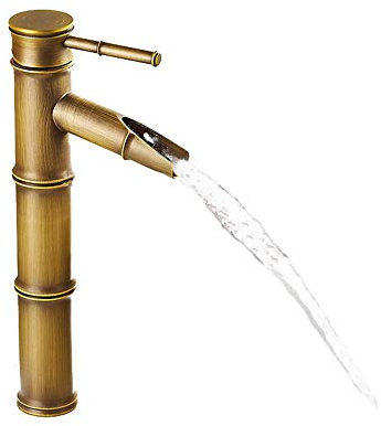 Jolicobo Vintage Bambus Wasserhahn - Antik Bronze Full Copper für Küche, Badezimmer, Hotel Waschbecken - 3 Joints Break Mouth Braun