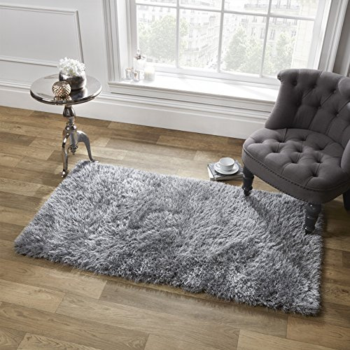 Sienna Extra Large Shaggy Floor Rug Soft Mat Runner Carpet 5cm Non-Shed Pile - Silver Grey, 160 x 230 cm