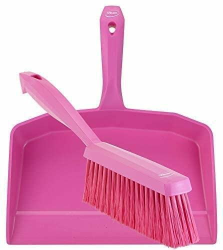 Vikan 5660_4587 Dustpan and Brush Set Sweeping Shovel Soft Bristle Hygienic (Pink)