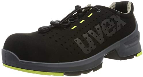 Uvex 1 gelochter Halbschuh, Sicherheitsschuhe S1 SRC, Arbeitsschuhe für Damen & Herren, Schwarz/Lime, Größe 38