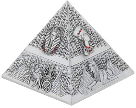 Backbayia Auto-Aschenbecher Pyramid Aufbewahrungsbox Vintage mit Deckel Innendekoration, Silber