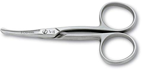 3 Claveles Ciseaux à ongles pour bébé avec pointe fine et incurvée sûre, 10 cm, brillant (28088)