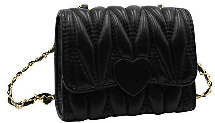 RARITYUS Crossbody Bag Chain Strap PU Leder Schultertasche Geldbörse Mini Handtasche für kleine Mädchen Kinder Kleinkinder Schwarz
