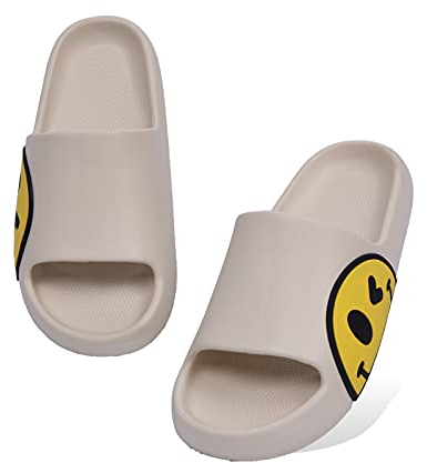 Women Men Beach Slippers Summer Sliders Sandals,EVA Open Toe Soft Slippers,Bathroom Pool Shower Anti-Slip Shoes Flip Flops for Indoor & Outdoor(White,4/5)