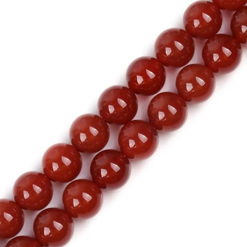 Gem-Inside Natural Red Agate Stone 14mm Round Beads for Jewellery Making Strand 15 26 pcs Beaded Semi Precious Gemstone DIY Handmade Craft Supplies