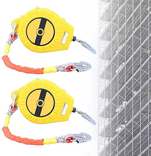 DBMGB Absturzsicherung Dachdecker Einziehbar, Personenfallbegrenzer, Höhensicherungsgerät für Dach und Gerüst, Verwendung mit Sicherheitsgurt, Sicher und Einfach zu Tragen, 150kg, 2 Stücke