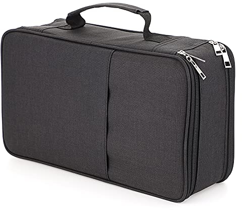 BSTKEY Pencil Case Wrap for Colored Pencils, Large Capacity 360 Slots Pencil Holder with Double Zipper Students School Office Pencil Pouch, Black (No Pencils)