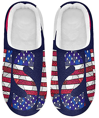 Linomo Liebe USA Amerikanisch Flagge Hausschuhe für Unisex Damen Männer Hausschuhe Wärme Drinnen Hausschuhe Schlafzimmer Schuh