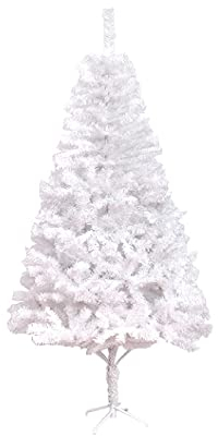 WmHeoo2077 Spritzguss Weihnachtsbaum künstlich,schwer entflammbarer Tannenbaum,Weißer Weihnachtsbaum, verschlüsseltes Weihnachtsbaum-Szenen-Layout,Weiß,1.5M