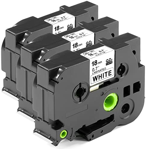 ESMOnline 3 kompatibel Schriftband 18mm als Ersatz für Brother Ptouch TZe-241 TZe241 TZ-241 TZ241 Band für Beschriftungsgerät PT-P950NW 1010 H105 1000 1005 1280 P900 D400 D600 D800W D200 Cube