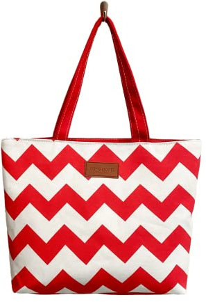 Damen Shopper, Große Strandtasche mit Reißverschluss, Reisetasche Schultertasche Handtasche, Tote Einkaufstasche Sommertasche Strand Urlaub (Rot)