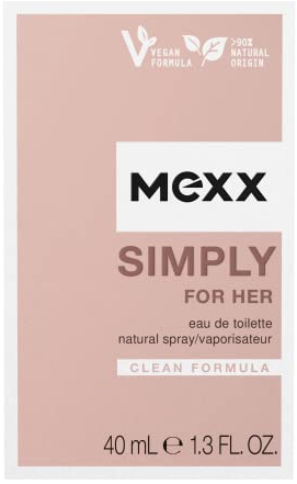 Mexx Simply for Her Eau de Toilette, frischer, blumig-eleganter Damenduft, natürliche, vegane Formel, Glasflakon, 40 ml