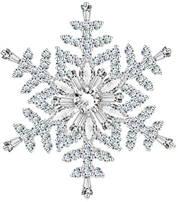KristLand Elégant Flocons De Neige Femme Broche Pin Fleur Prong Étincelle Zircon Cubique Mariages Pendentif Plaqué Or Blanc Foulards Tenues