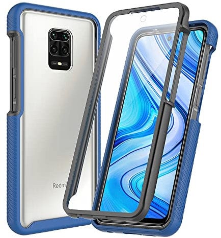XINNI Funda para Xiaomi Redmi Note 9S/Note 9 Pro/MAX Antichoques 360 Grados con Protector de Pantalla Integrado Robusto Doble Cara Bumper Transparente Case Completa Carcasa, Azul Oscuro