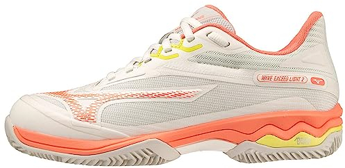 Mizuno Damen Wave Exceed Light 2 Tennis, Snwwht Fusncorl Sspring, 40 EU